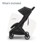 UPPAbaby Minu V3 Travel Stroller | Lightweight + Compact Design | One-Hand Fold + Unfold | from Birth + Overhead Compatible | Jake (Charcoal/Carbon Frame/Black Leather) - Image 3