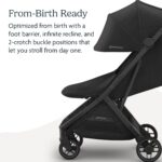 UPPAbaby Minu V3 Travel Stroller | Lightweight + Compact Design | One-Hand Fold + Unfold | from Birth + Overhead Compatible | Jake (Charcoal/Carbon Frame/Black Leather) - Image 5