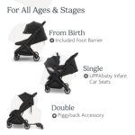 UPPAbaby Minu V3 Travel Stroller | Lightweight + Compact Design | One-Hand Fold + Unfold | from Birth + Overhead Compatible | Jake (Charcoal/Carbon Frame/Black Leather) - Image 7