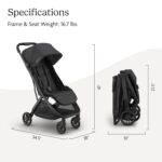 UPPAbaby Minu V3 Travel Stroller | Lightweight + Compact Design | One-Hand Fold + Unfold | from Birth + Overhead Compatible | Jake (Charcoal/Carbon Frame/Black Leather) - Image 8
