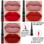 evpct 3Pcs Ruby Bright Dark Deep Red Lip Stain Lipstick with Lip Liner, Burgundy Red Matte Lip Liner and Liquid Lipstick Set for Women Long Lasting Waterproof 24, 24 Hours Lip Sitck Paint - Image 3