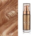Body Shimmer Oil, Glistening Bronze Natural Glow Luminizer, Long Lasting Waterproof Moisturizing Liquid Illuminator Highlighter Makeup for a Sun-Kissed Glow, Brush Include, 1oz, Medium - Image 4