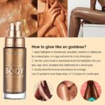 Body Shimmer Oil, Glistening Bronze Natural Glow Luminizer, Long Lasting Waterproof Moisturizing Liquid Illuminator Highlighter Makeup for a Sun-Kissed Glow, Brush Include, 1oz, Medium - Image 5