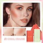 Multi-Use Blush Stick，Soft Creamy Blush,2-in-1 Cheek and Lip Tint,Waterproof Hydrating Solid Natural Moisture Smooth Blendable Matte Finish Face Blush Makeup,03 coral orange - Image 3