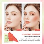 Multi-Use Blush Stick，Soft Creamy Blush,2-in-1 Cheek and Lip Tint,Waterproof Hydrating Solid Natural Moisture Smooth Blendable Matte Finish Face Blush Makeup,03 coral orange - Image 4