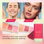 Multi-Use Blush Stick，Soft Creamy Blush,2-in-1 Cheek and Lip Tint,Waterproof Hydrating Solid Natural Moisture Smooth Blendable Matte Finish Face Blush Makeup,03 coral orange - Image 6