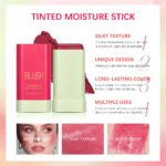 Multi-Use Blush Stick，Soft Creamy Blush,2-in-1 Cheek and Lip Tint,Waterproof Hydrating Solid Natural Moisture Smooth Blendable Matte Finish Face Blush Makeup,03 coral orange - Image 7