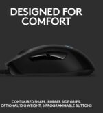 Logitech G403 Hero 25K Gaming Mouse, Lightsync RGB, Lightweight 87G+10G optional, Braided Cable, 25, 600 DPI, Rubber Side Grips, Black - Image 4