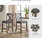Signature Design by Ashley Caitbrook Casual Counter Height Dining Table and Upholstered Bar Stools with Nailhead Trim, Set of 7, Gray - Image 5