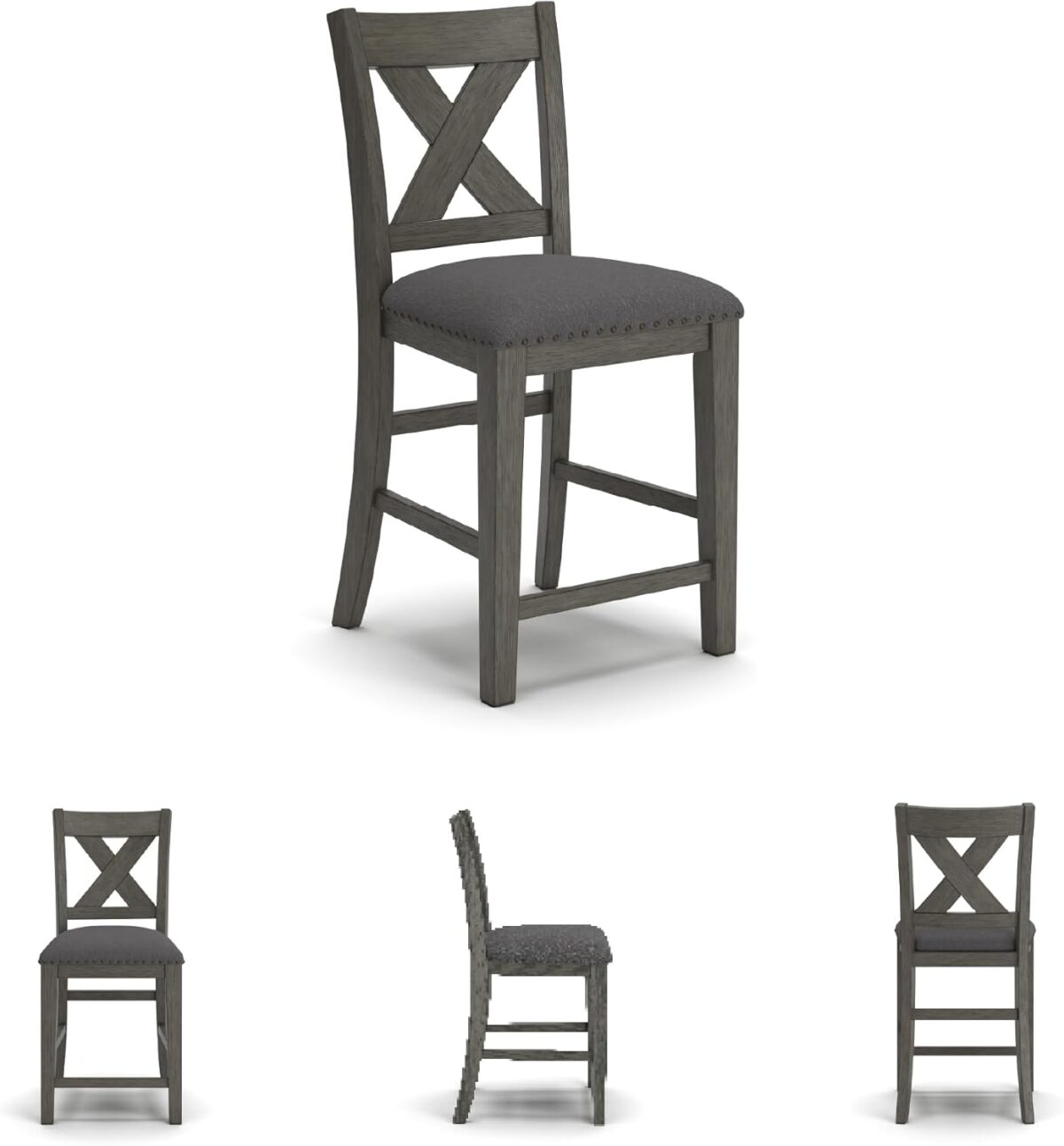 Signature Design by Ashley Caitbrook Casual Counter Height Dining Table and Upholstered Bar Stools with Nailhead Trim, Set of 7, Gray - Image 7