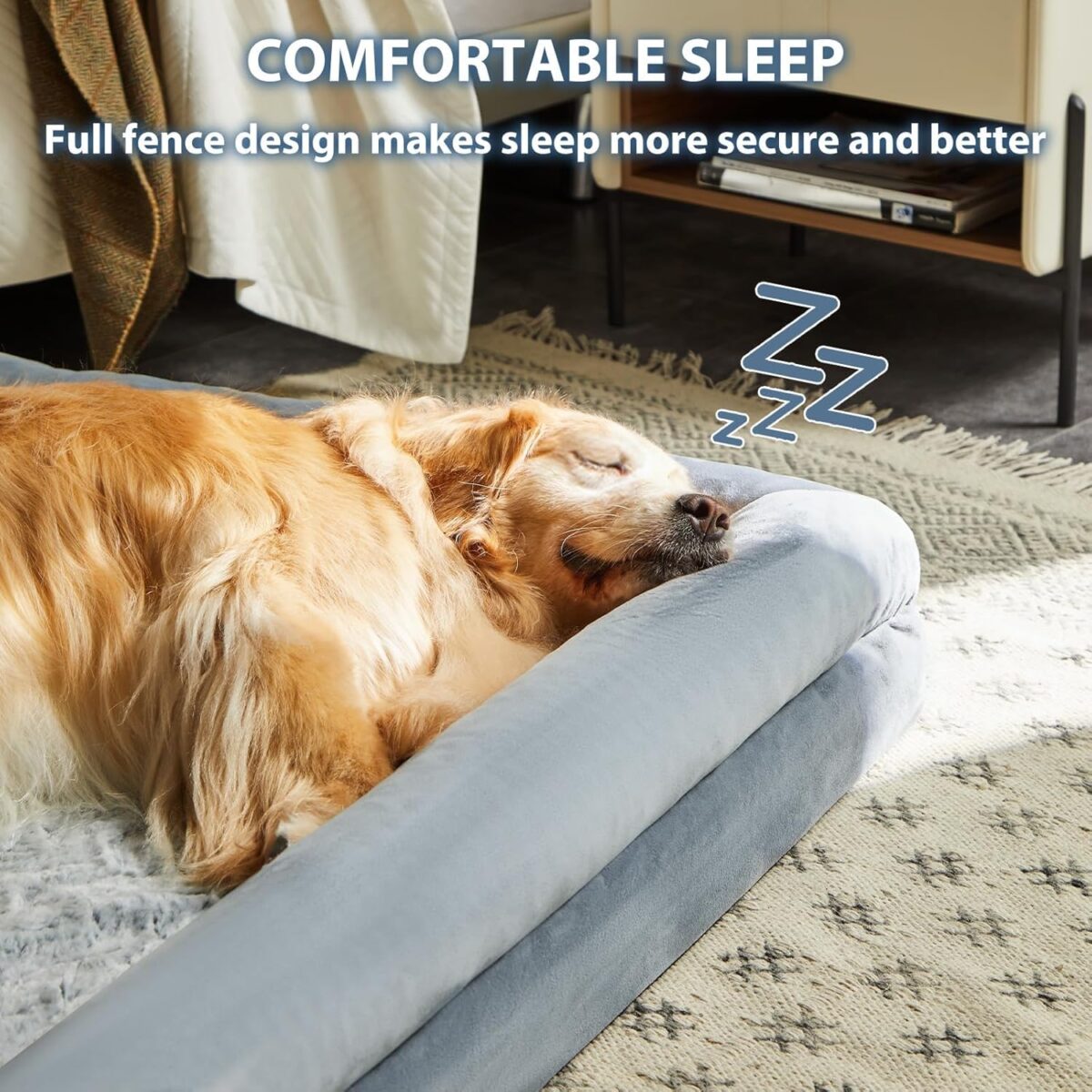 WNPETHOME Giant Dog Bed, Washable Dog Couch with Removable Waterproof Cover, Orthopedic Large Pet Sofa Bed with Bolster Sides for Sleeping - Image 3