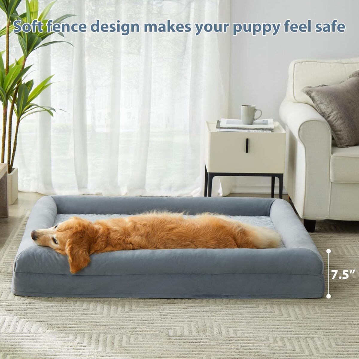 WNPETHOME Giant Dog Bed, Washable Dog Couch with Removable Waterproof Cover, Orthopedic Large Pet Sofa Bed with Bolster Sides for Sleeping - Image 5