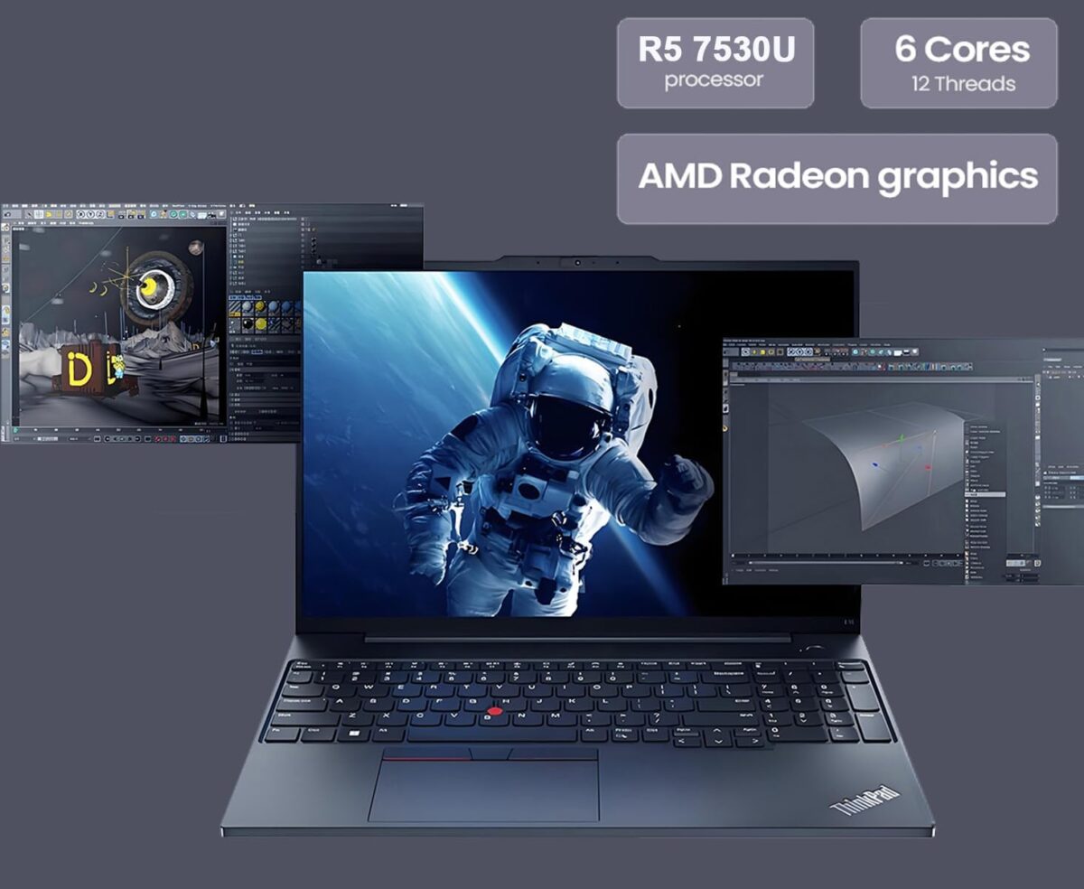 Lenovo ThinkPad E16 Business Laptop (16" FHD+ Display, AMD Ryzen 5 7530U(> Intel i7-1165G7), 16GB RAM, 512GB SSD) Fingerprint, Backlit, 1080p Webcam, WiFi 6, Ethernet, Win 11 Pro w/ Copilot, Black - Image 3