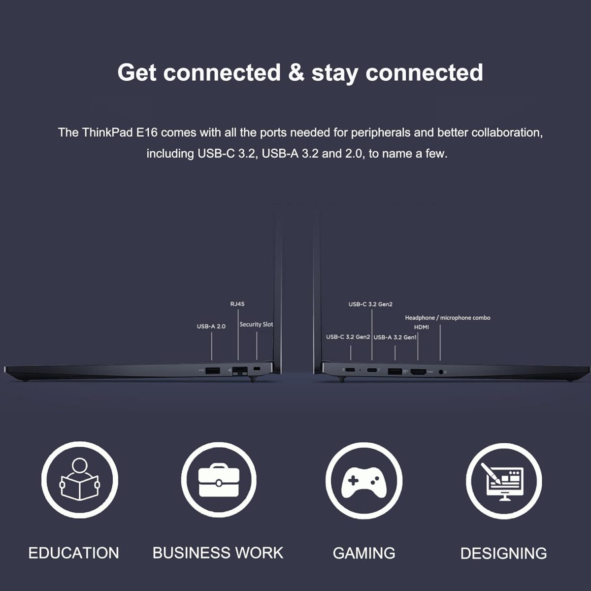 Lenovo ThinkPad E16 Business Laptop (16" FHD+ Display, AMD Ryzen 5 7530U(> Intel i7-1165G7), 16GB RAM, 512GB SSD) Fingerprint, Backlit, 1080p Webcam, WiFi 6, Ethernet, Win 11 Pro w/ Copilot, Black - Image 6