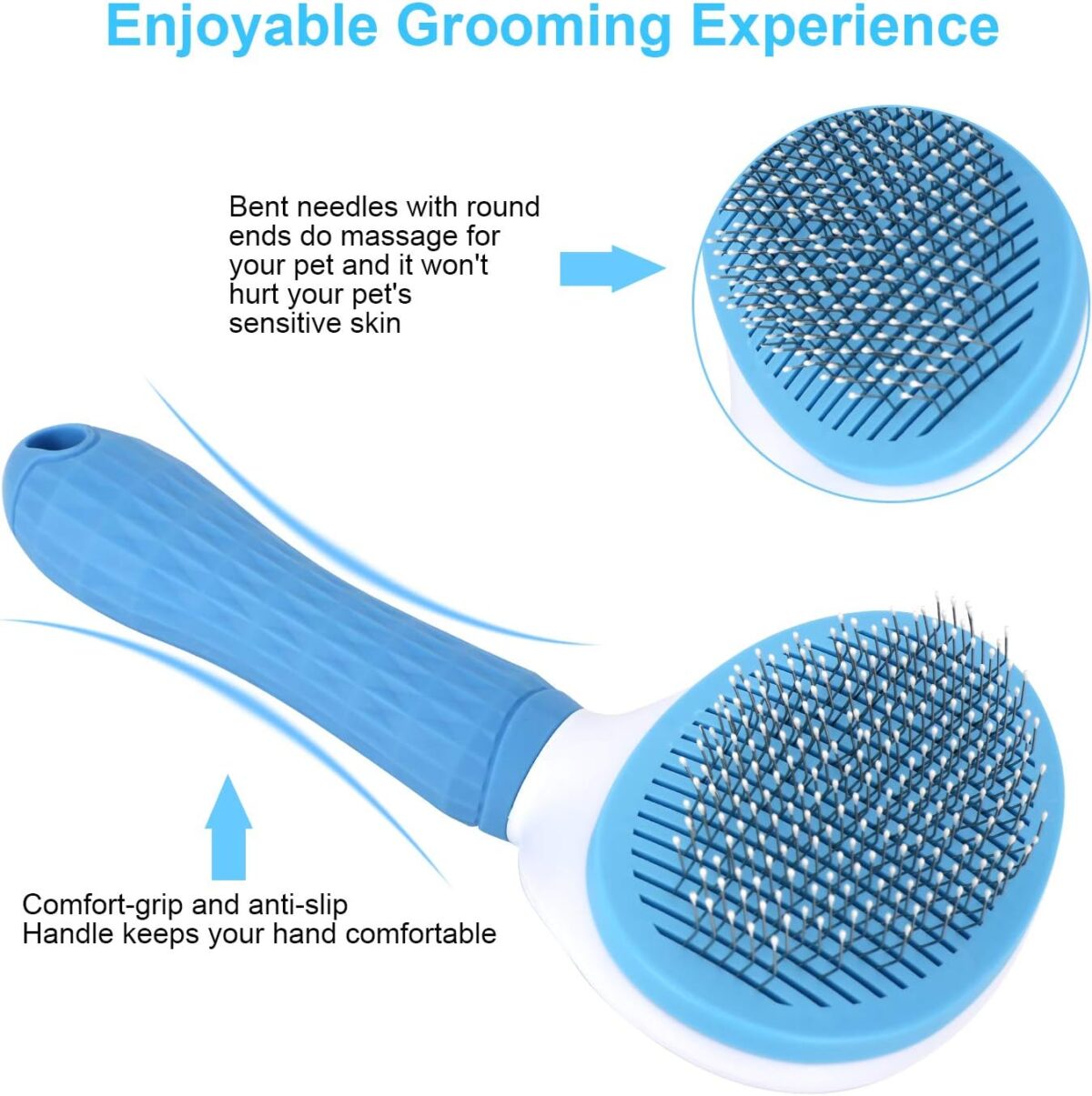 Depets Self Cleaning Slicker Brush, Dog Cat Bunny Pet Grooming Shedding Brush - Easy to Remove Loose Undercoat, Pet Massaging Tool Suitable for Pets with Long or Short Hair - Image 3
