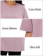 4 Pack Oversized Tshirts for Women, Loose Fit Crew Neck Summer Baggy Tops Workout Tees Plus Size T Shirts - Image 5