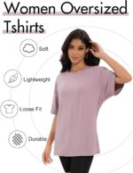4 Pack Oversized Tshirts for Women, Loose Fit Crew Neck Summer Baggy Tops Workout Tees Plus Size T Shirts - Image 6