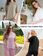 4 Pack Oversized Tshirts for Women, Loose Fit Crew Neck Summer Baggy Tops Workout Tees Plus Size T Shirts - Image 7