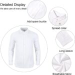 Mens Casual Long Sleeve Cotton Linen Shirts Buttons Down Solid Plain Roll-Up Sleeve Summer Beach Shirts - Image 5