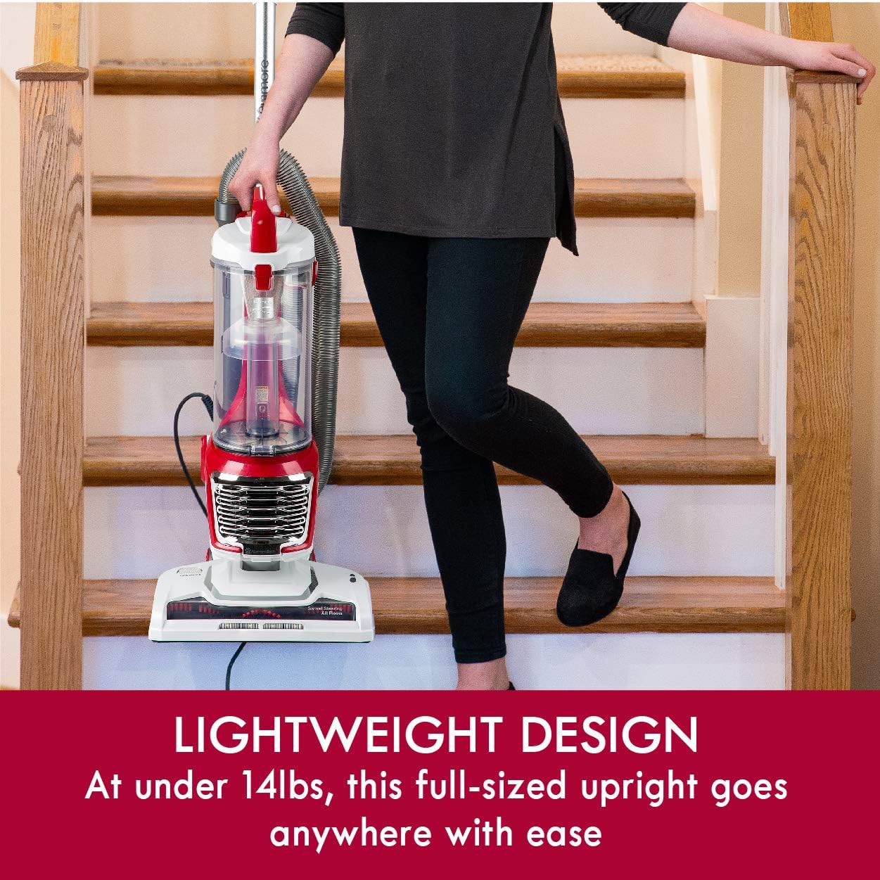 Kenmore DU2015 Bagless Upright Vacuum Lightweight Carpet Cleaner with 10’Hose, HEPA Filter, 4 Cleaning Tools for Pet Hair, Hardwood Floor, Red - Image 5