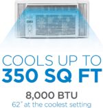 BLACK+DECKER Window Air Conditioner 8000 BTU, AC Window Unit Cools Up to 350 Square Feet, Window AC Unit with Remote Control, 3 Cooling Speeds and Fan Only Function, BD08WT6, White - Image 4