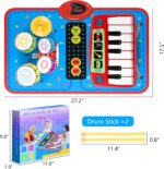2-in-1 Musical Mat Toys for 1 2 3 4 5 Year Old, Piano Keyboard & Drum Set with 2 Drum Sticks, Early Educational Musical Learning Toys Birthday for 1 2 3 4 5 Year Old Boys & Girls, Blue - Image 7