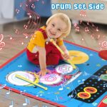 2-in-1 Musical Mat Toys for 1 2 3 4 5 Year Old, Piano Keyboard & Drum Set with 2 Drum Sticks, Early Educational Musical Learning Toys Birthday for 1 2 3 4 5 Year Old Boys & Girls, Blue - Image 8