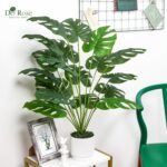 Der Rose 28" Fake Plants Large Artificial Monstera Faux Potted Plants Indoor Tall for Outdoor Floor Front Porch Tree Decor - Image 6