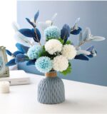 Artificial Flowers with Vase Faux Hydrangea Flower Arrangements Table Centerpieces for Home Garden Party Wedding Decoration - Image 4