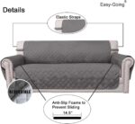 Easy-Going Reversible Couch Cover for 3 Cushion Couch Sofa Cover for Dogs Water Resistant Furniture Protector Cover with Foam Sticks Elastic Straps for Pet Cat (Sofa, Gray/Light Gray) - Image 4