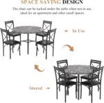 VECELO 5 Piece Dining Table Set for 4, Faux Marble Dinette with Chairs for Kitchen, Breakfast Nook, Small Space, Black - Image 6