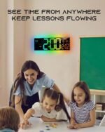 16.5" Large Digital Wall Clock with BT Sync, RGB Lights with 11 Scenes Mode Remote Control, Dual Alarms with Big LED Display, Auto DST, Temperature for Classroom Gaming - Image 7