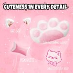 Cat Ears PU Leather Gaming Chair Ergonomic Adjustable Office Desk Computer Chairs for Gamers Adults Kids 360 Degree Swivel Recliner 45in Height, Pink - Image 4