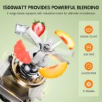 CRANDDI Professional Smoothie Blender, 80oz BPA-Free Countertop Blenders for Smoothies, Shakes & Ice Crushing, 1500W Compact Commercial Kitchen Blender with Stainless Steel Blade, 120V, K96 - Image 3