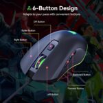 GM300 Wired Gaming Mouse for PS4, Xbox One, PC Computer & Laptop, Games & Work, Side Buttons & LED Backlit Lights - Black - Image 3