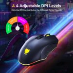 GM300 Wired Gaming Mouse for PS4, Xbox One, PC Computer & Laptop, Games & Work, Side Buttons & LED Backlit Lights - Black - Image 4