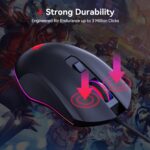 GM300 Wired Gaming Mouse for PS4, Xbox One, PC Computer & Laptop, Games & Work, Side Buttons & LED Backlit Lights - Black - Image 7