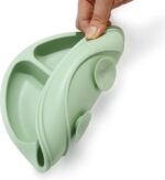 PandaEar Divided Unbreakable Silicone Baby and Toddler Plates - 3 Pack - Non-Slip - Dishwasher and Microwave Safe - Silicone (Blue Green Brown) - Image 4