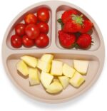 PandaEar Divided Unbreakable Silicone Baby and Toddler Plates - 3 Pack - Non-Slip - Dishwasher and Microwave Safe - Silicone (Blue Green Brown) - Image 7