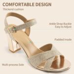 HARENCE Chunky Heels for Women Wedding: Fashion Sparkly Dressy Shoes Open Toe Ankle Strap Heeled Sandal for Prom Party - Image 4