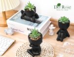 Der Rose 3pcs Fake Succulents Plants Artificial for Black Bathroom Bedroom Home Living Room Halloween Decor Aesthetic Indoor - Image 5