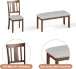 6-Piece Wooden Dining Set, Dining Table & Chair Set for 6, Includes Dining Table, 4 Upholstered Chairs & 1 Bench, Dining Table with Wood Legs, Table Set for Dining Room, Kitchen, Walnut - Image 6