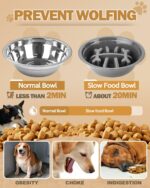 Elevated Dog Bowls, Dog Feeder with 2 Stainless Steel Dishes &1 Slow Feeder Bowl, 5 Heights Adjustable Raised Stand for Medium Large, Food Dishes with Non-Slip Feet - Image 5