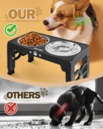Elevated Dog Bowls, Dog Feeder with 2 Stainless Steel Dishes &1 Slow Feeder Bowl, 5 Heights Adjustable Raised Stand for Medium Large, Food Dishes with Non-Slip Feet - Image 6