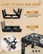 Elevated Dog Bowls, Dog Feeder with 2 Stainless Steel Dishes &1 Slow Feeder Bowl, 5 Heights Adjustable Raised Stand for Medium Large, Food Dishes with Non-Slip Feet - Image 7