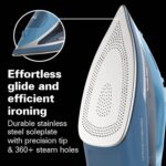 Hamilton Beach Steam Iron for Clothes & Garment Steamer with Durable Stainless Steel Soleplate, 1700 Watts for Ultra-Fast Heat, 8’ Retractable Cord, Auto Shutoff, 350 ml Water Tank, Blue (14216) - Image 3