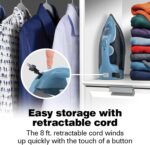 Hamilton Beach Steam Iron for Clothes & Garment Steamer with Durable Stainless Steel Soleplate, 1700 Watts for Ultra-Fast Heat, 8’ Retractable Cord, Auto Shutoff, 350 ml Water Tank, Blue (14216) - Image 4