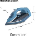 Hamilton Beach Steam Iron for Clothes & Garment Steamer with Durable Stainless Steel Soleplate, 1700 Watts for Ultra-Fast Heat, 8’ Retractable Cord, Auto Shutoff, 350 ml Water Tank, Blue (14216) - Image 9