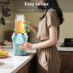 Smoothie Blender, Personal Blenders, Single Serve Smoothie Maker, Nutritious Recipe, 13.5 oz, Dishwasher Safe, Blue - Image 6