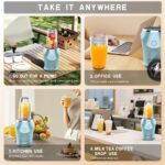 Smoothie Blender, Personal Blenders, Single Serve Smoothie Maker, Nutritious Recipe, 13.5 oz, Dishwasher Safe, Blue - Image 8